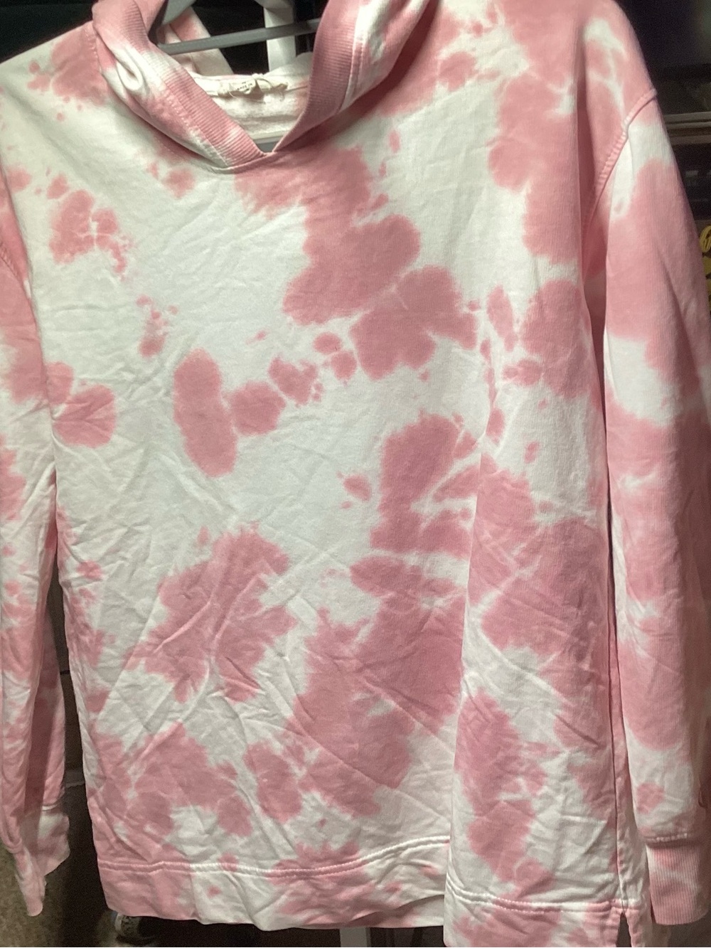 Jane and Delancey Pink and White Tie-Dye Hoodie